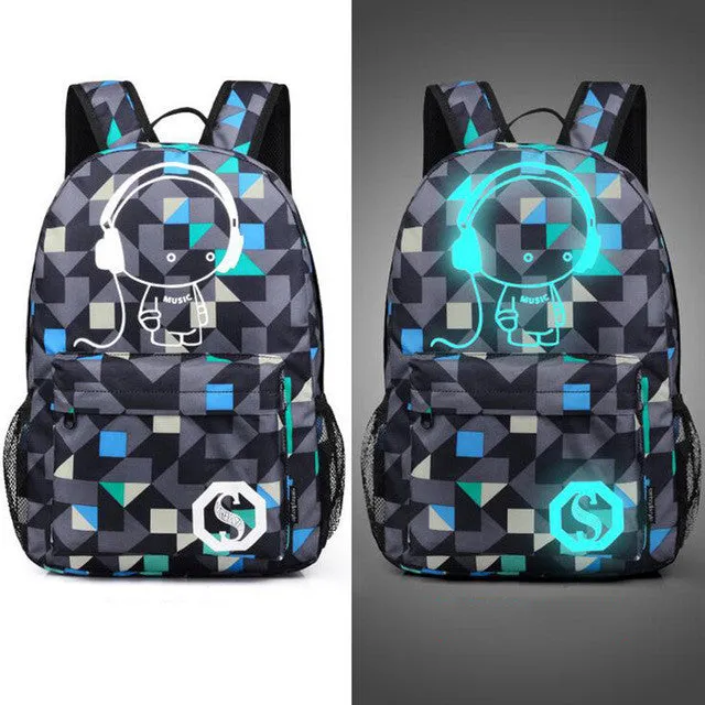 Senkey style Men's Backpack Anime Starry sky Luminous Printing Teenagers Casual Mochila Men Women's Student Cartoon School Bags