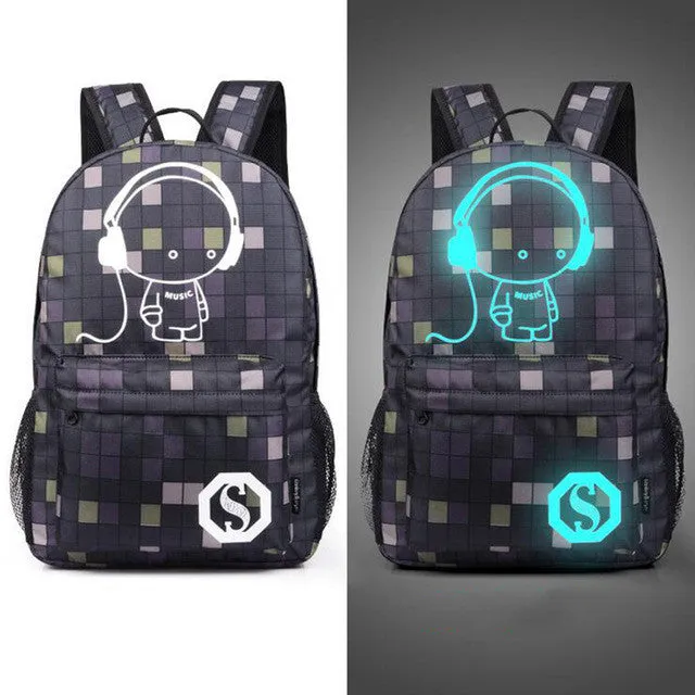 Senkey style Men's Backpack Anime Starry sky Luminous Printing Teenagers Casual Mochila Men Women's Student Cartoon School Bags