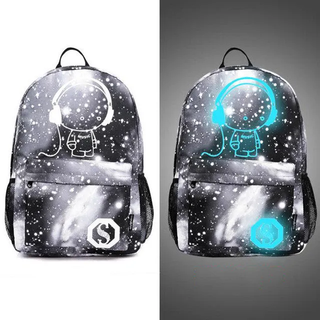 Senkey style Men's Backpack Anime Starry sky Luminous Printing Teenagers Casual Mochila Men Women's Student Cartoon School Bags