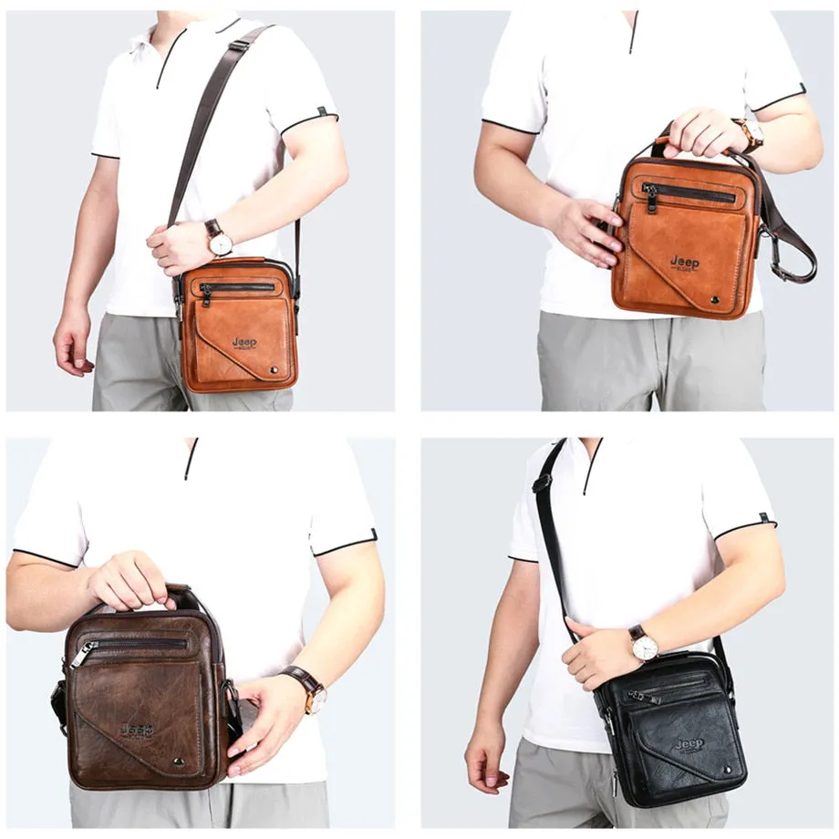 Split Leather Crossbody Tote Men Bag Famous Designer Men Shoulder Messenger Bags Men Fashion Business High Quality