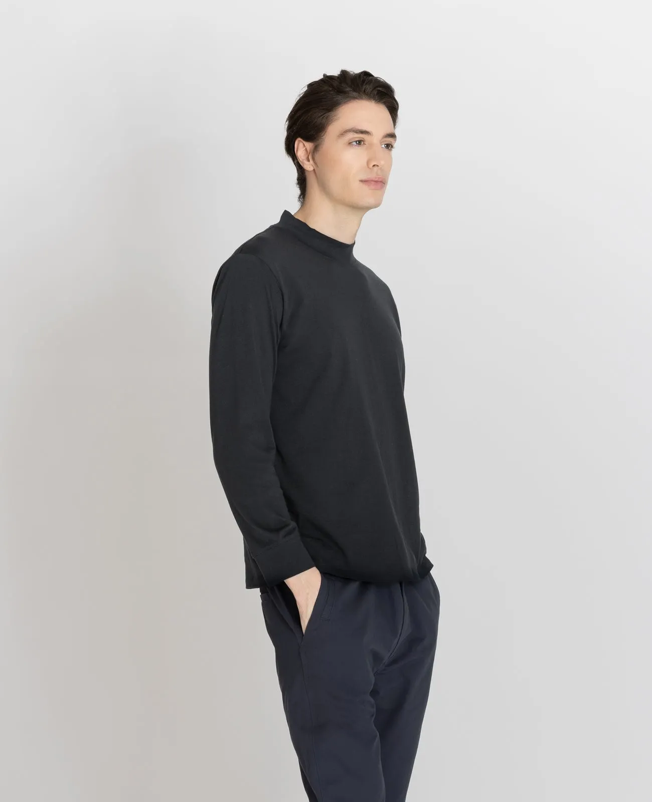 Supima High Neck Long Sleeve Tee