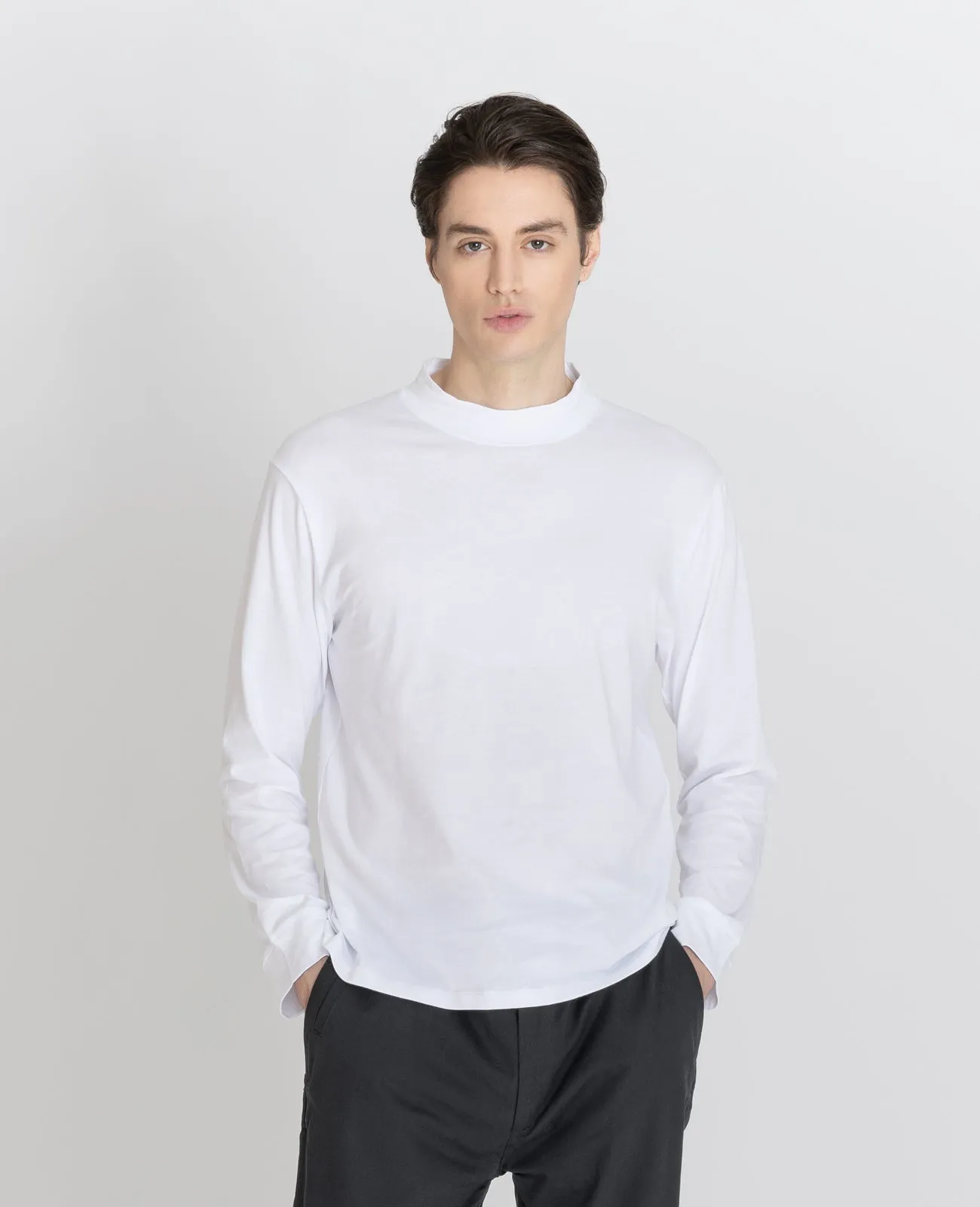 Supima High Neck Long Sleeve Tee