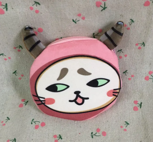 Sweet 3D Kitty Coin Bags , 5Designs, Plush Cats Gift Coin BAG Wallet Pouch Case , Little Key Chain Coin Pouch