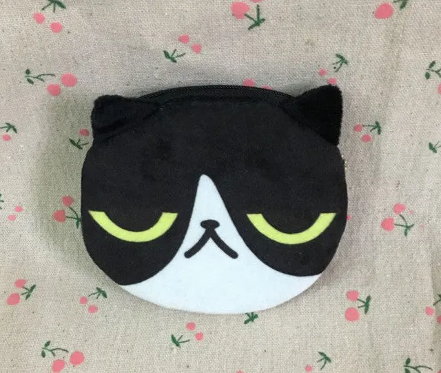 Sweet 3D Kitty Coin Bags , 5Designs, Plush Cats Gift Coin BAG Wallet Pouch Case , Little Key Chain Coin Pouch