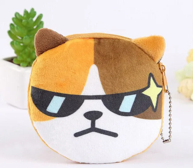 Sweet 3D Kitty Coin Bags , 5Designs, Plush Cats Gift Coin BAG Wallet Pouch Case , Little Key Chain Coin Pouch