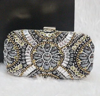 TenTop-A Women's Crystal Evening bags Retro Chain Beaded Clutch Bags Wedding Diamond Beaded Bags Rhinestone Small Shoulder Bags