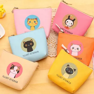 The New Cartoon Cat Waterproof PU Cute Wallet bag Pouch Kids Girl Women Mini Money Bag coin purse Zipper Change Purses Gift