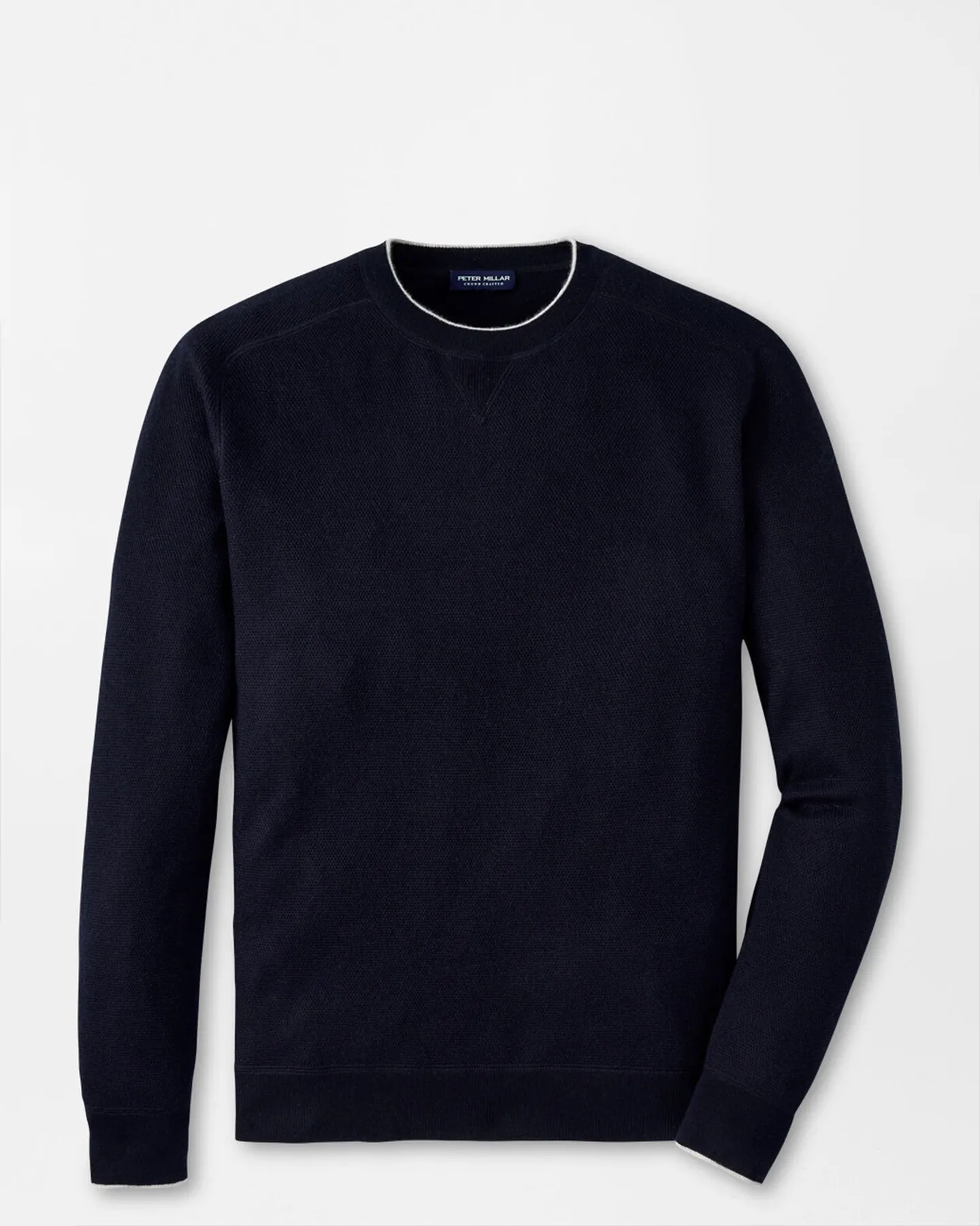 VOYAGER CASHMERE-SILK SADDLE SHOULDER CREW NECK SWEATER - NAVY