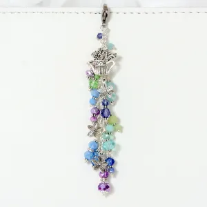 Watering Can Bouquet Planner Charm with Purple, Aqua and Green Crystal Dangle