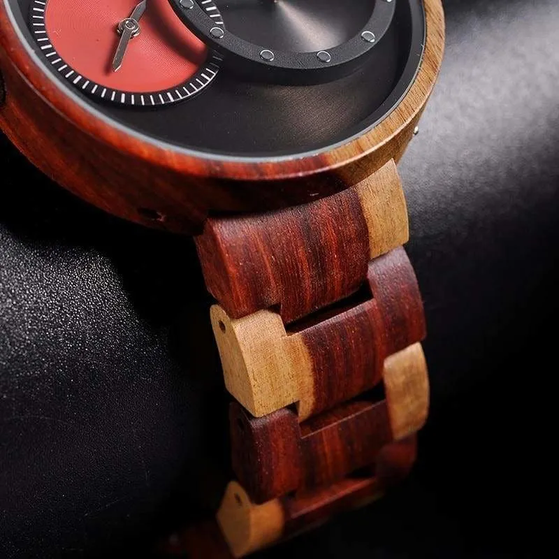 Wooden Watch Quartz 2 Time Zone For Men and Women