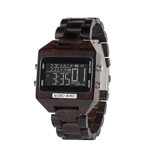 Wooden Watch with LED Digital For Men and Women